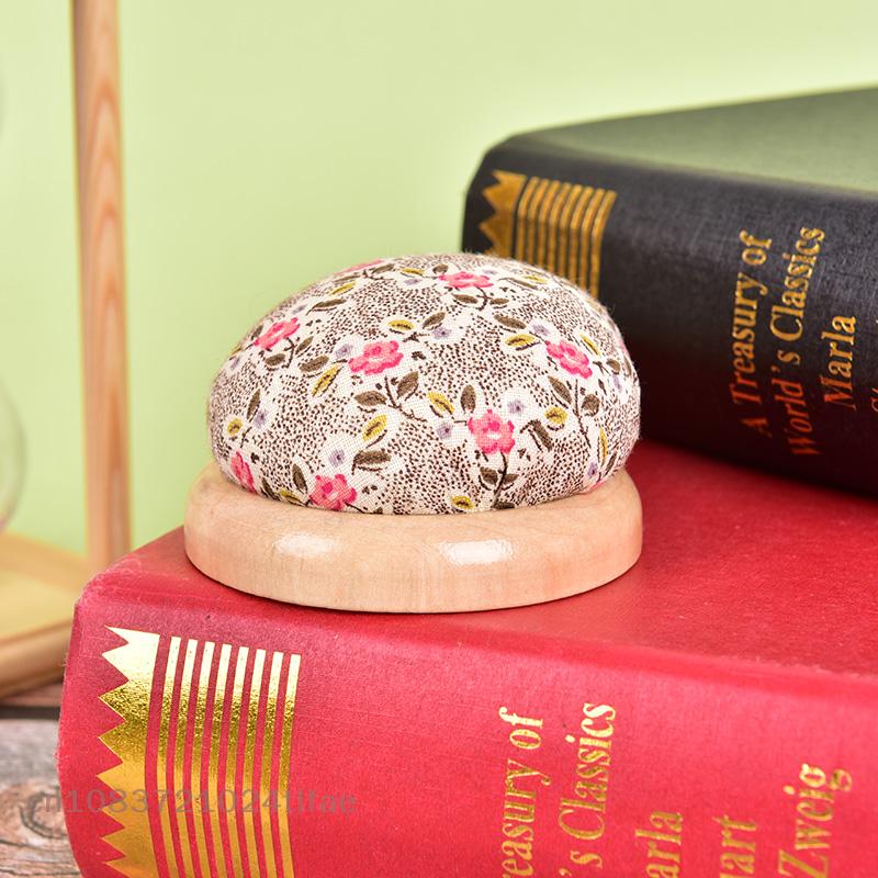 1 Pc Wood Bottom Base Needle Pin Cushion Holder, Sewing & Needlework DIY Craft Set PP Cotton Needle Insert Brand New
