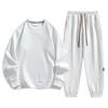 Комплект из двух предметов из хлопка для мужчин на весну и осень, повседневный спортивный костюм с круглым вырезом, свитер, брюки, комплект из 2 предметов, большой размер