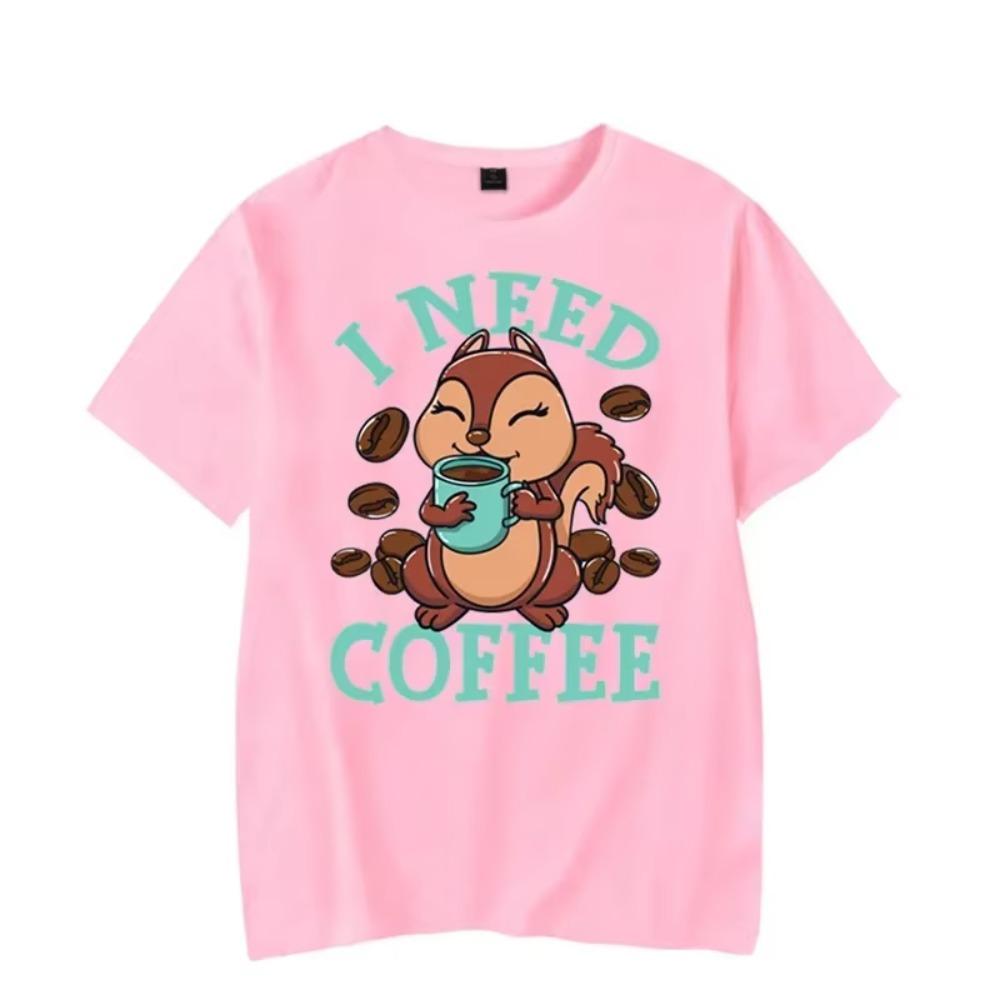 I Need Coffee Graphic Tshirt Funny Lazy Squirrels Tshirt Fashion Harajuku T-shirt Oversize Men Brand T-shirt Hip Hop Tshirt Tops