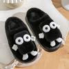 Fashion Black Fluffy Slippers Unisex Winter Keep Warm Indoor Plush Slippers For Men Indoor Comfortable Cartoon Furry Shoes Women