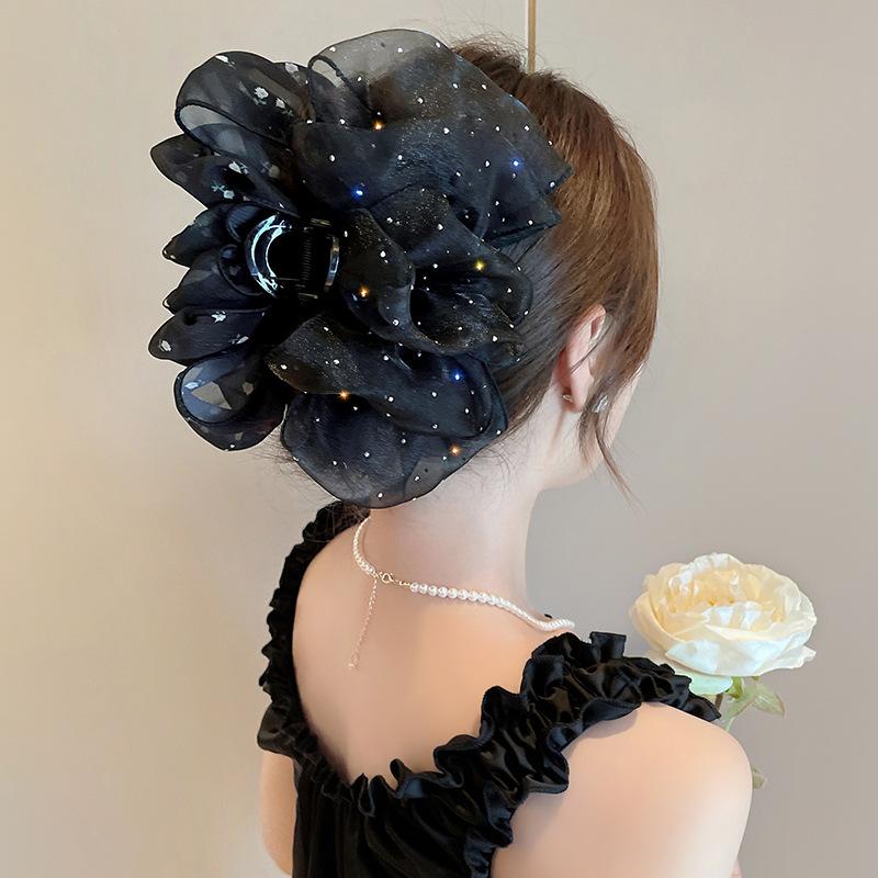 Элегантная заколка для волос с бантом и стразами, двухсторонняя заколка в виде акулы, корейские аксессуары для волос принцессы для женщин