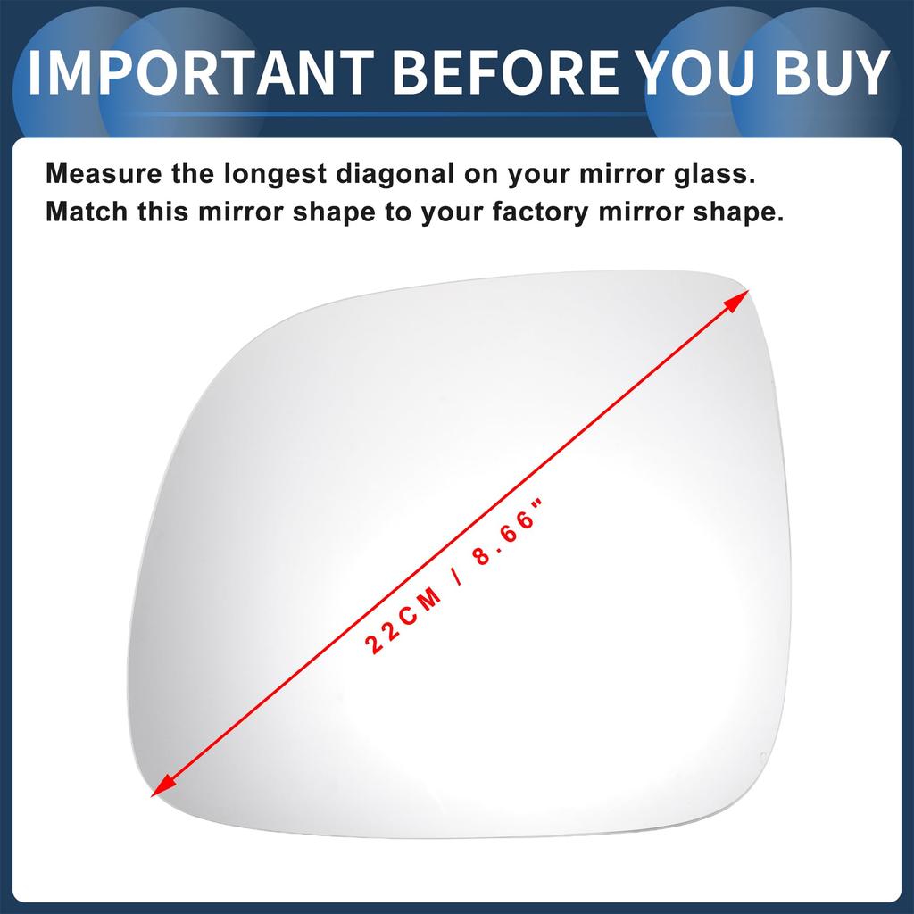 INFINAUTO Left Driver Side Mirror Glass Replacement with White Glass for Volkswagen Touareg Backplate, Convex, Heated, 2007-2010