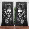 2pcs Gothic Black Rose Skull  Printed Curtain for Home Decor - Rod Pocket Window Treatment for Bedroom, Office, Kitchen