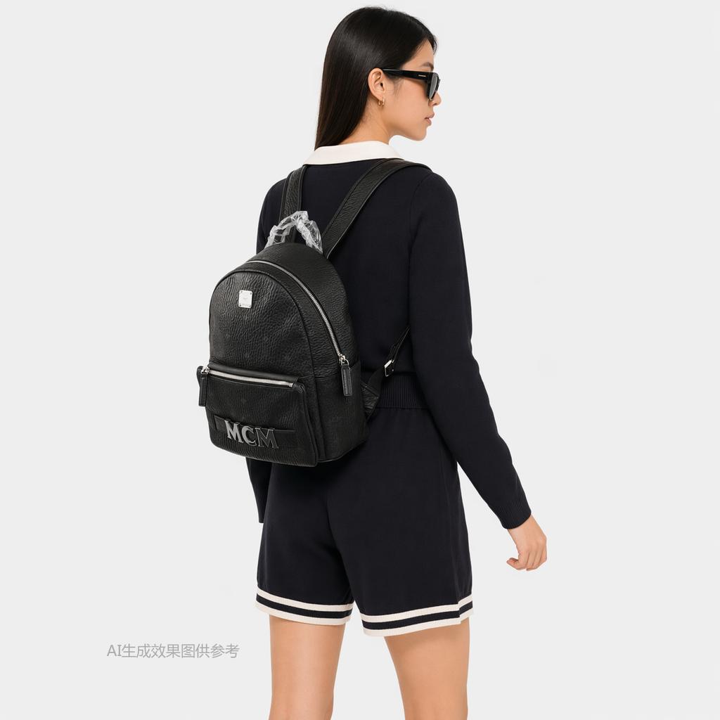 [Pre-Owned] Trilogie Stark Visetos Metal Logo Decorated Monogram Chain Leather Backpack Small - Very Good #18FROG9