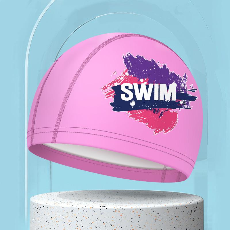 Шапочки для плавания для женщин и мужчин, универсальные, большого размера, для защиты ушей, для купания, водонепроницаемые, с буквенным принтом, из полиуретана