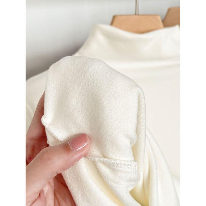 Women's Autumn/Winter Slim Fit T-Shirt: Warm Pure Color Half-Turtleneck Long Sleeve Base Layer