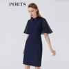 Женское платье в деловом стиле, однотонное, с коротким рукавом