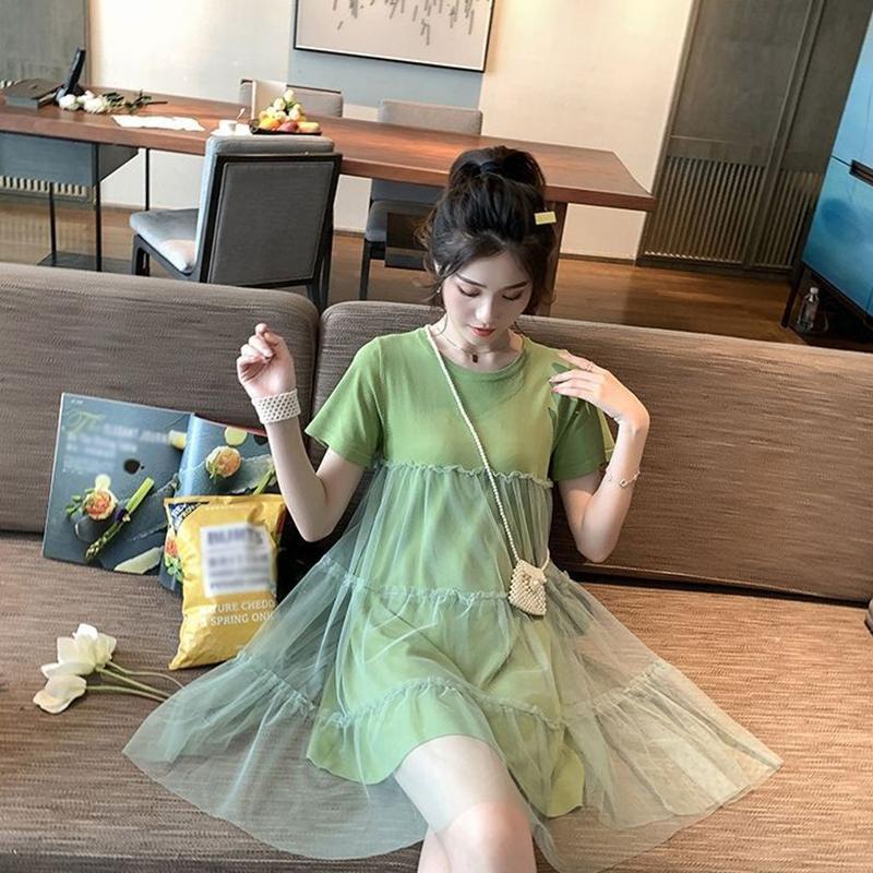 Summer Dress Loose Thin Short-sleeved Top Mid-length Summer Dress
