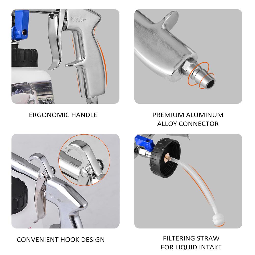 Пистолет для чистки автомобилей, Пистолет для мойки автомобилей под высоким давлением с бутылкой пены емкостью 1 л Портативный Tornado