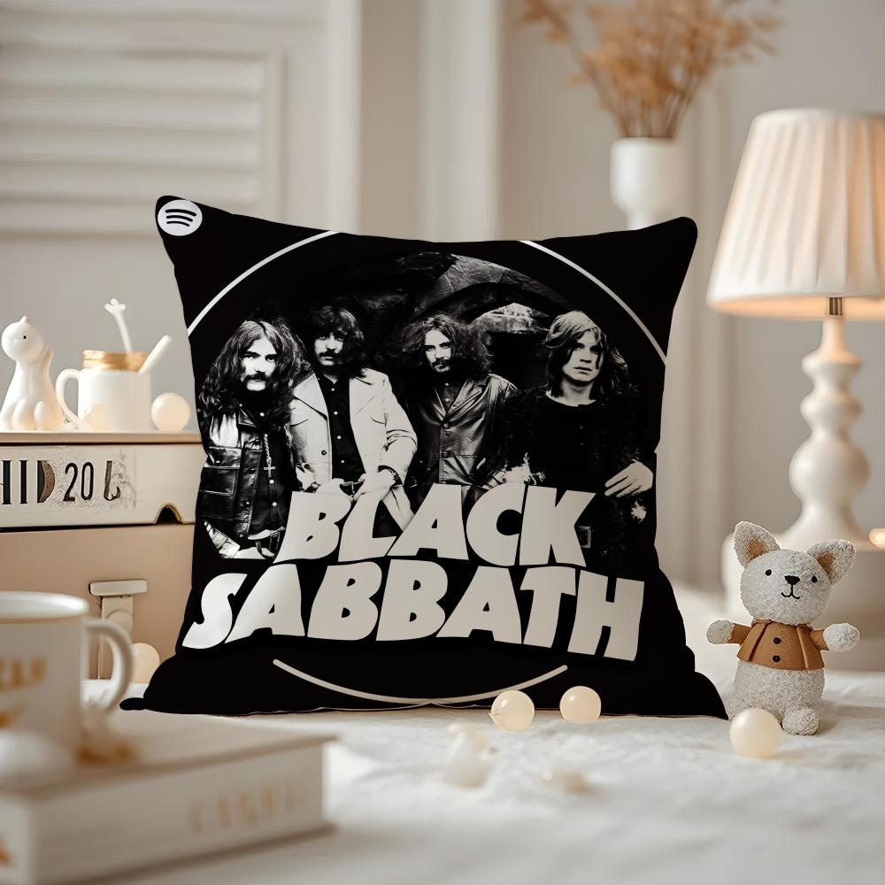 Черная Подушка с Принтом Узора Группы S-S-S-Sabbath Наволочка Для Подушки Гостиной Дивана и Декора Спальни