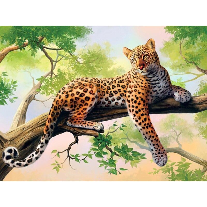DIY 5D алмазная живопись леопарды Алмазная вышивка лесные животные вышивка крестиком полная круглая дрель из смолы домашний декор художественный подарок
