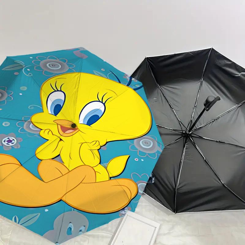 1PC Warner Tweety Bird, Flowers Automatic Open/Close Umbrella with Windproof, 32-Rib Sturdy Canopy, Durable Ribs1249A