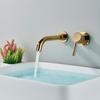 Золотой смеситель для ванной комнаты с одной ручкой, настенный смеситель для раковины с водопадом