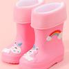 Rainbow Horse Toddler Rain Boots with Warm Fleece Lining and Drawstring - Perfect for Kindergarten Kids