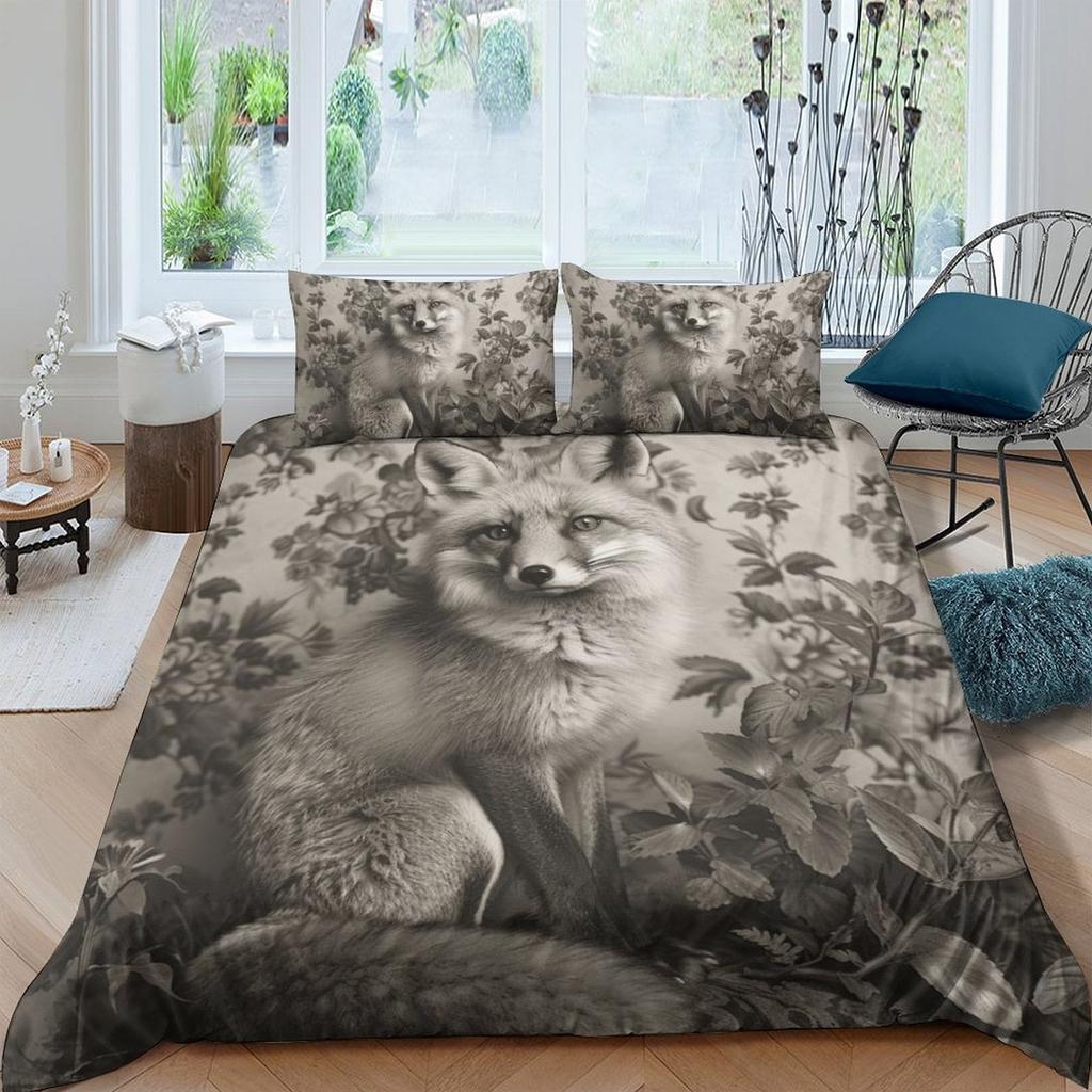 Fox Printed Duvet Cover Quilt Cover Bedding Set Comforter Covers For Childrens Kids And Adults Warm Soft Comfortable Breathable