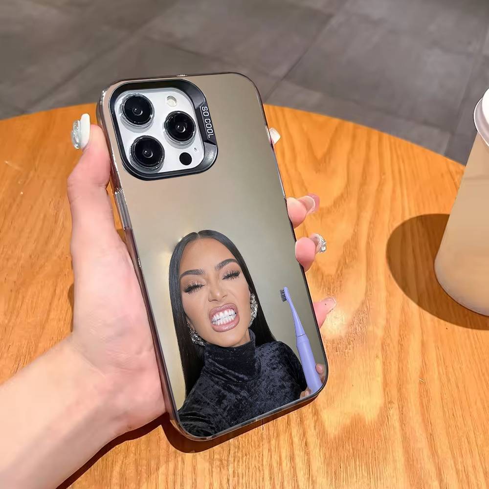 Чехол для телефона с мемами о Ким Кардашьян для iPhone 17, 16, 15, 14, 13, 12, 11 Pro, Max, Белый Матовый, Ударопрочный
