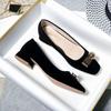 Fashion Flat Shoes Women's Spring Autumn New 2025 French Square Toe Bow Casual All-match Black Pumps Mules Ladies Shoes Plus Size 43 44