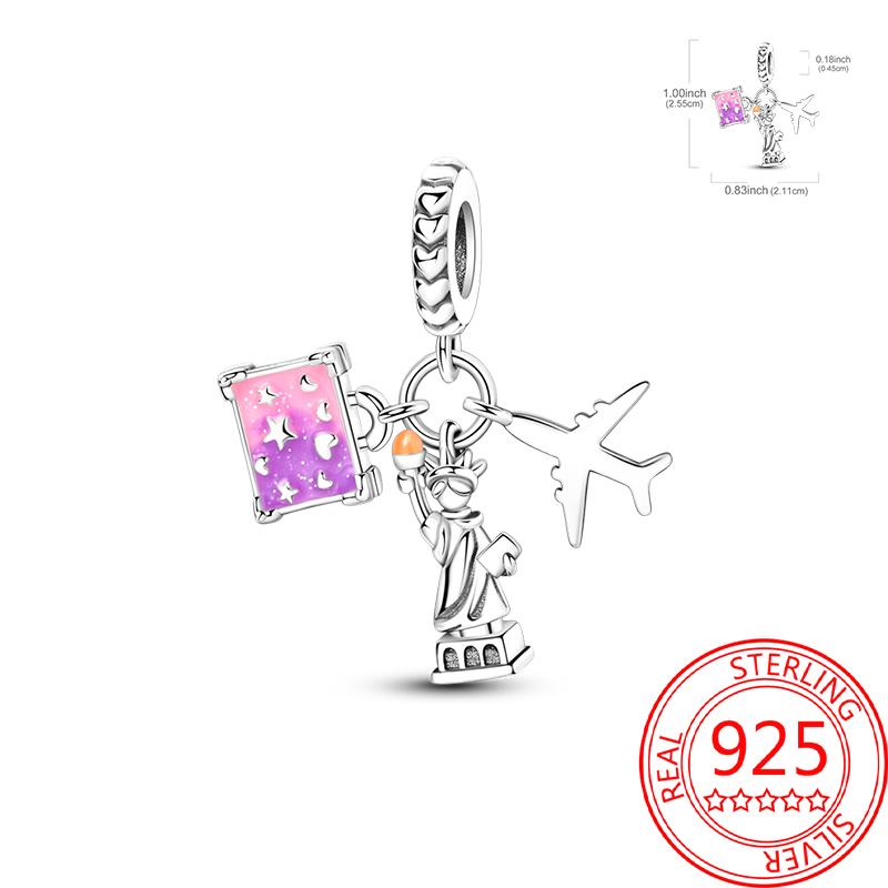 Copper Metal Paris Tower Aircraft Travel Charm Bead Component Pendant Bead Component Bead Components Compatible With Charm Bead Component Authentic
