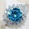 Delicate Inlay Bule Sapphire Flower Rings for Women Engagement Wedding Gemstone Rings Jewelry