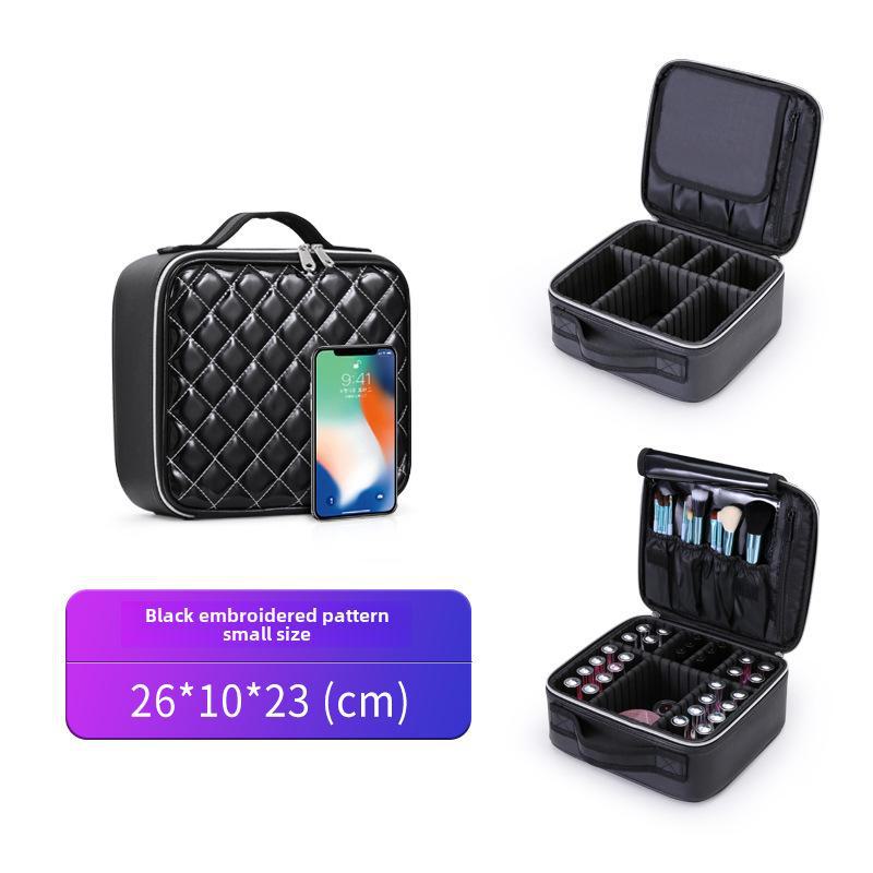 Professional Portable Waterproof Cosmetic Bag with Multi-functional Storage and Partition for Makeup and Eyelash Tools