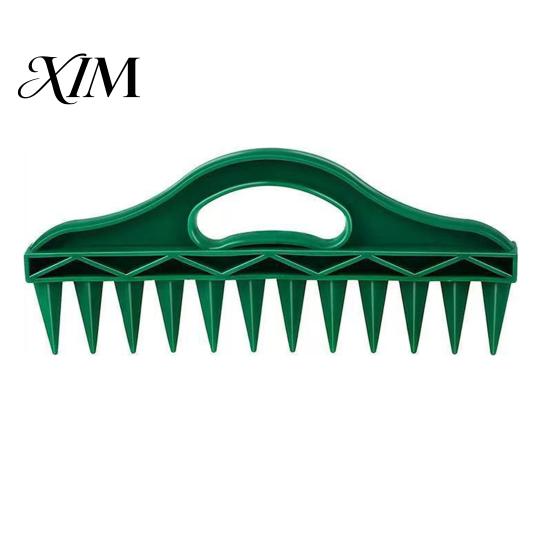 Flower Bed Starter 12-Hole Row Seeder Tool with Ergonomic Handle for Precision Sowing & Soil Digging, Manual Garden Greenhouse Gear Spacer Vegetables