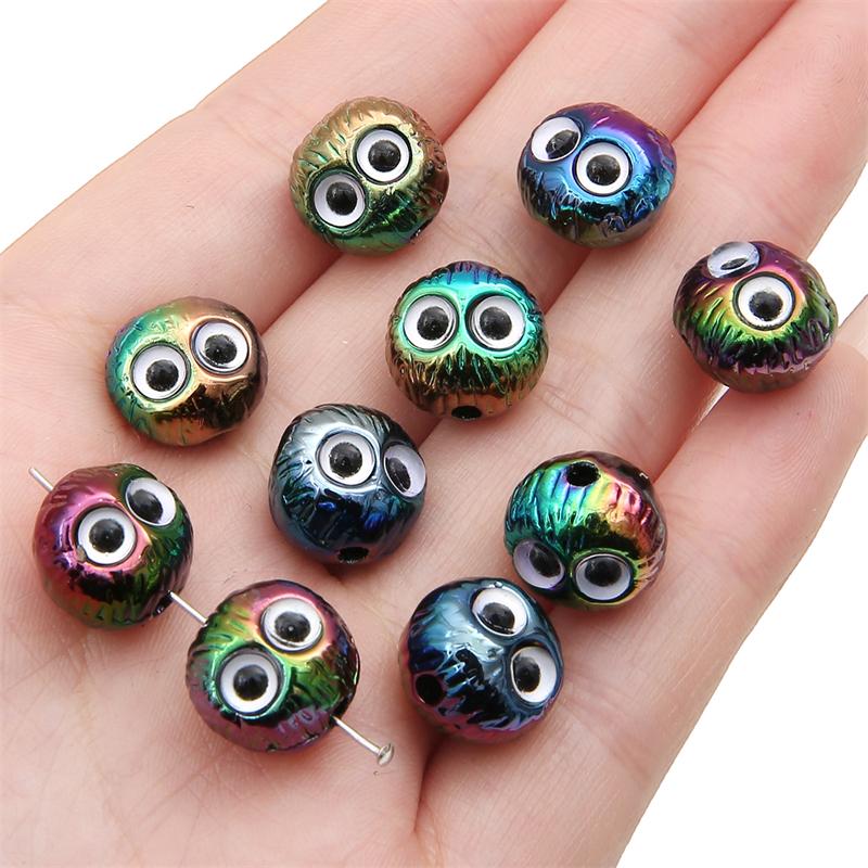 2 шт. 13x12 мм акриловые бусины ручной работы в виде совы, круглые свободные бусины-разделители для серьг, браслета, ожерелья, DIY изготовления ювелирных изделий