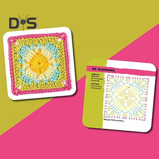 Колода карт «Бабушкин квадрат» 50 смешанных узоров для вязания крючком Колода карт Блоки для вязания крючком Одежда Аксессуары для взрослых Начинающий