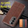 Deluxe Magnetic Adsorption Leather Fitted Case for OPPO Reno 12 Reno12 Global Version Flip Cover Protective Case Fundas Coque