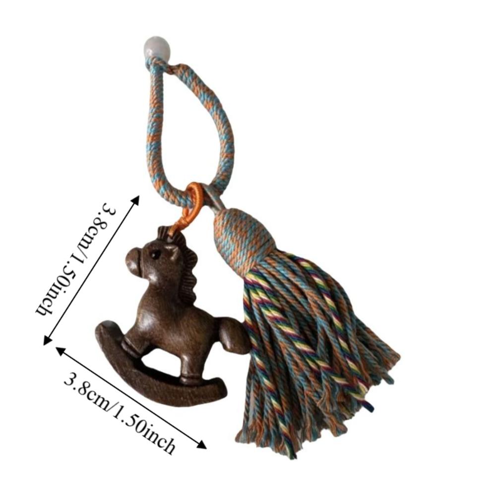 Wooden Mobile Phone Chain Traditional Zodiac Key Ring Neck Pendant Horse Pendant Year of The Horse