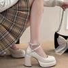 Fashion New Women Pumps Shoes Fashion Cross Strap Ladies Shallow Dress Mary Jane Shoes Female Elegant High Heel Footwear Platform Heels