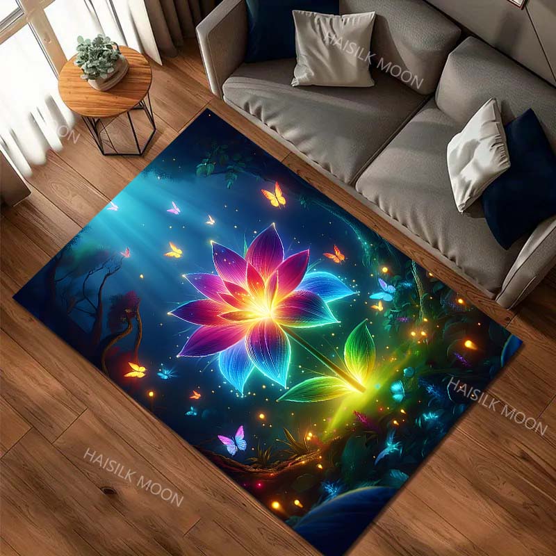 Fantasy Colorful Flowers Carpet for Living Room Bedroom Bedside Floor Mat Cloakroom Kids Activity Area Rugs Luxury Gifts