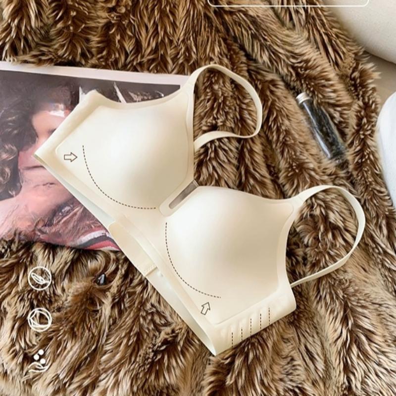 New Traceless Lingerie for Women with Small Breasts and A Thin Collection Bra Comfortable Jelly Strip Prevents Sagging and No Steel Ring On The Bra