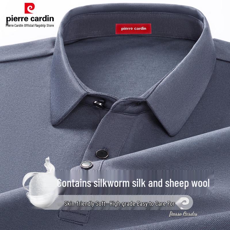 Pierre Cardin Men's Silk Wool Blend Long Sleeve Polo Shirt