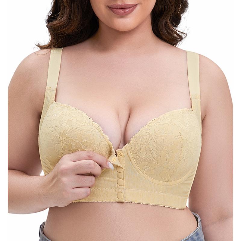 Sexy Bra for Women In Plus Size with Steel Rims Adjustable Shoulder Straps Lace Front Buckle Bra