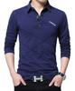 Одежда для гольфа Рубашка поло с длинным рукавом Рубашка поло для гольфа Деловая хлопковая темно-синяя L [three Joy] Мужская