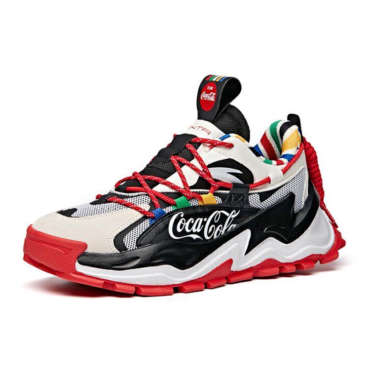 Coca-Cola X Anta Hot Shock Absorbing Wear-Resistant Low-Top Dad Shoes Men Sneaker Black White Red 912038890-5