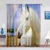 White Unicorn Sheer Voile Curtain Animal Colorful Rainbow Window Tulle Curtains for Living Room Bedroom Kitchen Decor Drapes