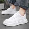 Новые мужские белые повседневные кроссовки из вулканизированной стали, дышащие спортивные туфли для ходьбы, бега, на платформе, на плоской подошве, прочные туфли на шнуровке для мужчин