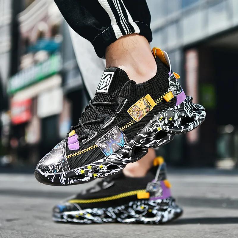 High Quality Shoes Trainers Men Fashion Printed Men's Casual Sneakers Big Size 46 Breathable Blade Shoes Men Zapatillas Hombre