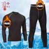 Men's Cycling Thermal Underwear Set Ski Winter Warm Bottoming Tight Long Sleeve Round Neck Top and Bottom Pants Set Motorcycle Outdoor Warm Suit