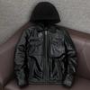 Куртка из натуральной коровьей кожи для мужчин, съемный капюшон, куртка байкера, приталенный крой, зимняя теплая