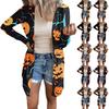 Women's Casual Cardigan Halloween Printed Long Sleeve Top With Pockets