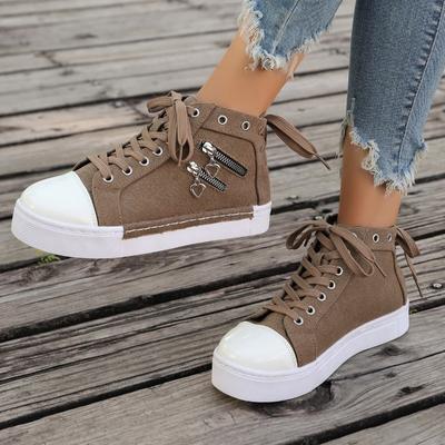 Новые женские парусиновые туфли на шнуровке с черепом на молнии в стиле ретро, высокие кроссовки из денима с классическими металлическими украшениями, повседневные туфли на плоской подошве Zapatillas