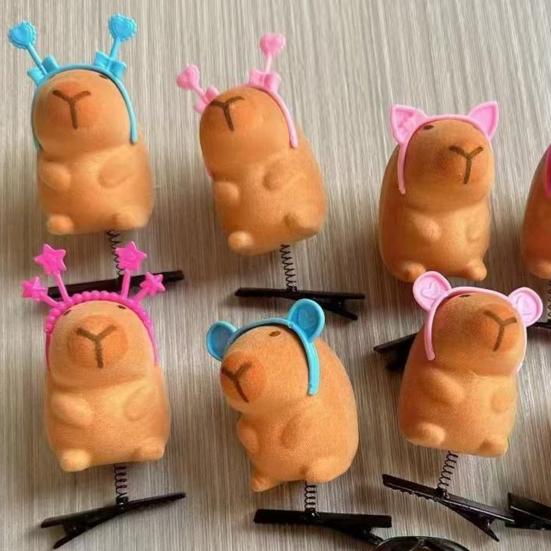 5 шт. шпильки для волос для девочек, весенний дизайн, декор капибара, заколки для волос, яркие цвета, аксессуары для волос, укладка волос