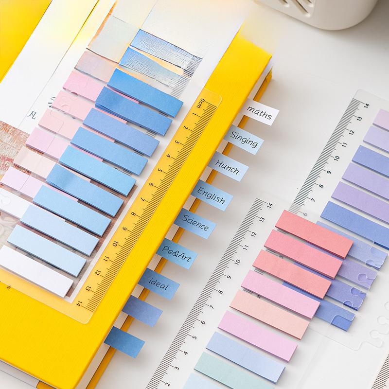 200 Sheets Morandi Colorful Sticky Notes Index Tabs Writable Page Markers Bookmark Flags With Ruler For Notebook