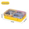 yellow 3-compartment 304 stainless steel