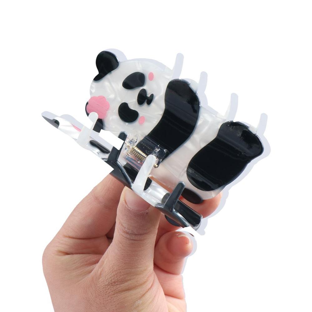 Mid Size Panda Hair Claw Cartoon Acetate Hair Clip Cute Animal Shark Clip  Daily