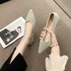 New Style Fashion Ladies Flat Shoes Black Solid Color Suede Pointed Toe Office Casual Comfortable Ladies Flat Shoe Zapatos Mujer