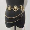 Waist Chain for Women Smiling Face Metal Sun Flower Belt Body Chain Adjustable Dress Waist Decoration