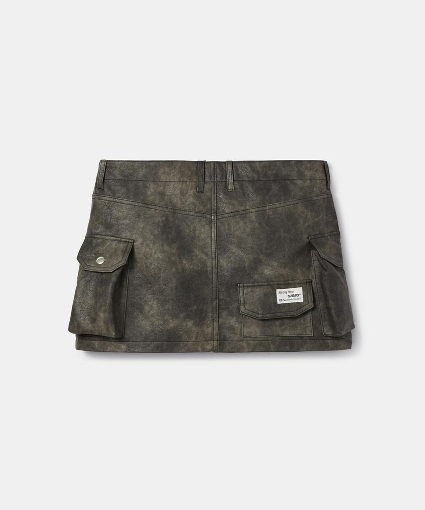 Sio Cargo Leather Mini Skirt_Vintagebrown